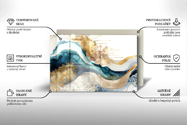 Chopping board glass Colorful marble