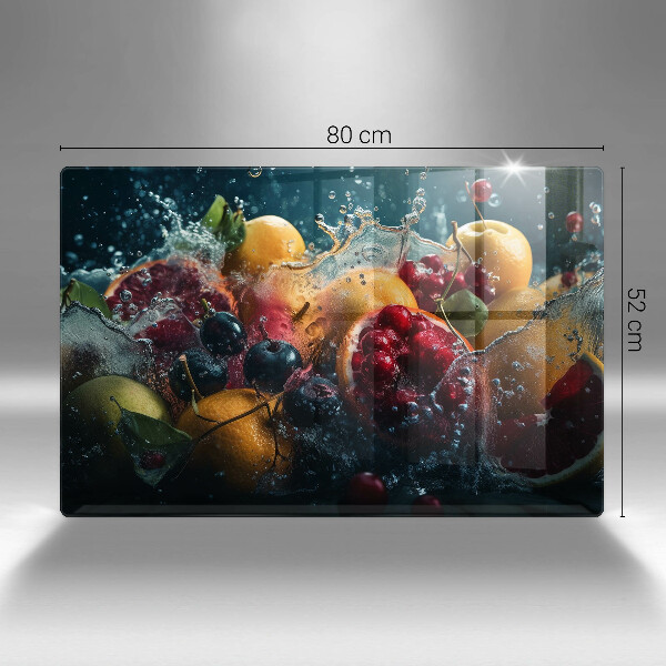 Chopping board glass Fruits in water