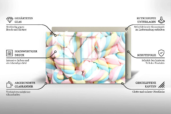 Chopping board glass Colorful foams