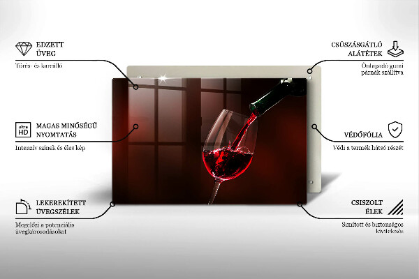 Chopping board glass A glass of wine