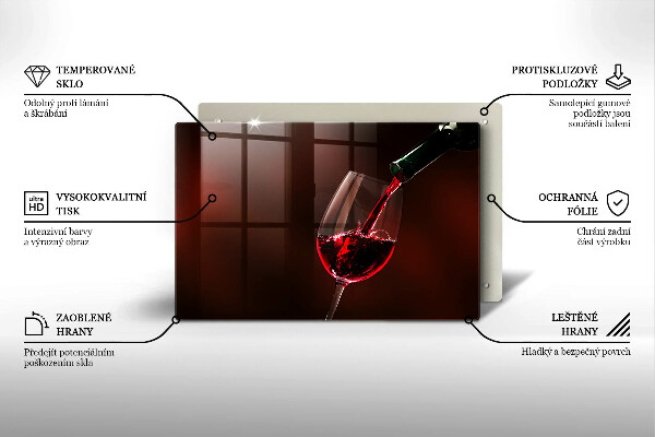 Chopping board glass A glass of wine