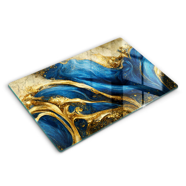 Cutting board Blue-gold marble