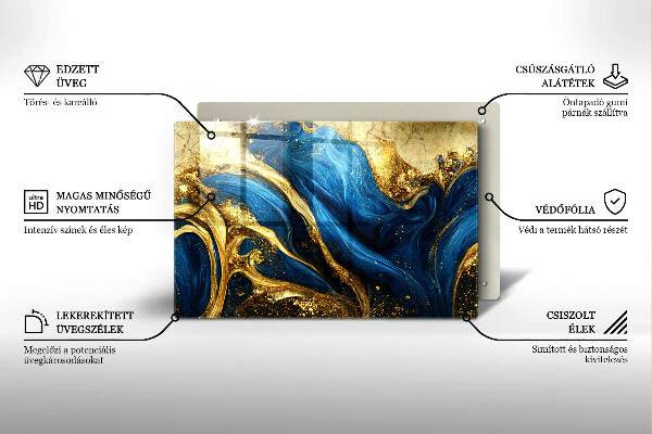 Cutting board Blue-gold marble