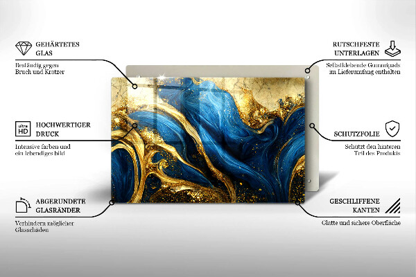 Cutting board Blue-gold marble