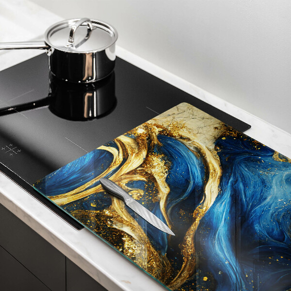 Cutting board Blue-gold marble