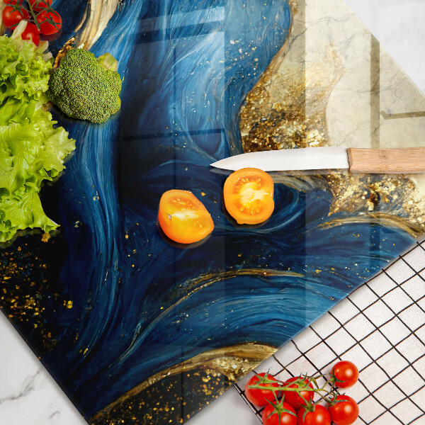Cutting board Blue-gold marble