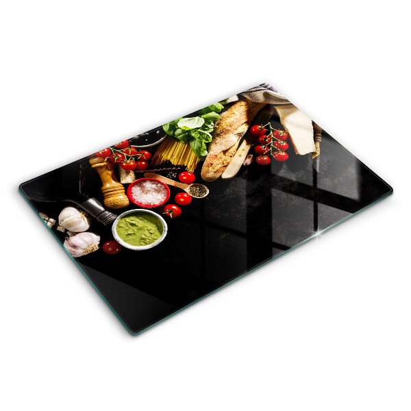 Cutting board Italian ingredients and spices