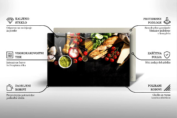 Cutting board Italian ingredients and spices
