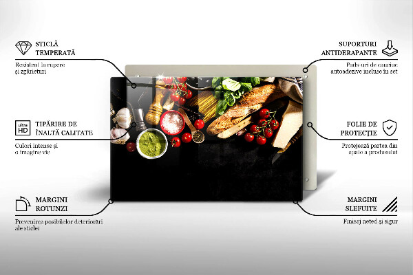 Cutting board Italian ingredients and spices