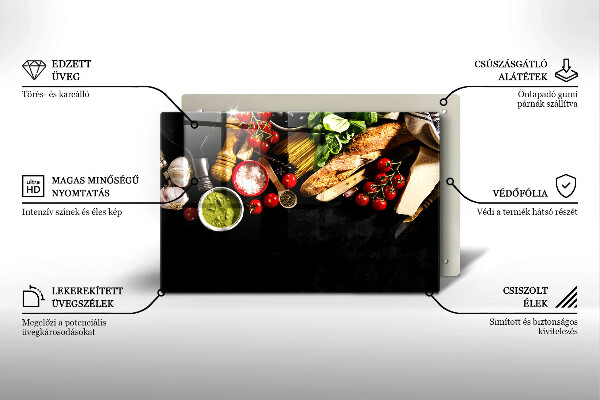 Cutting board Italian ingredients and spices