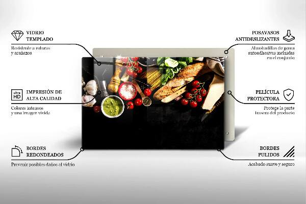 Cutting board Italian ingredients and spices