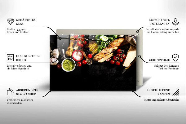 Cutting board Italian ingredients and spices