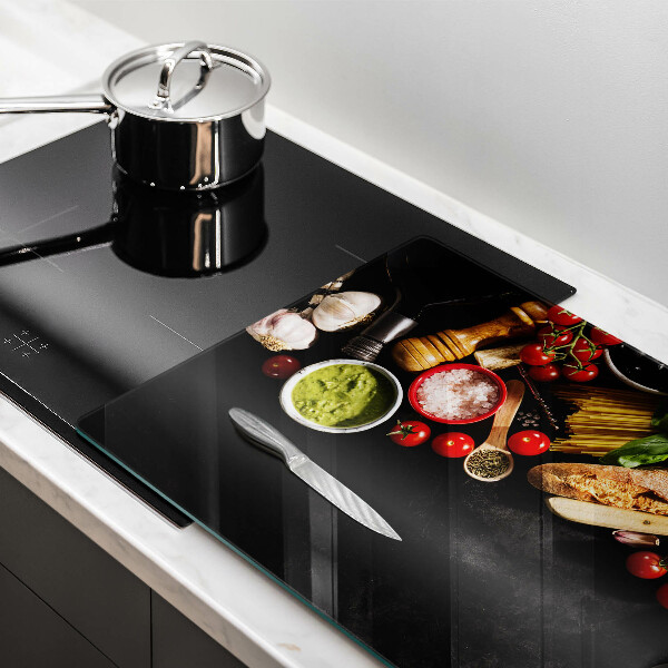 Cutting board Italian ingredients and spices