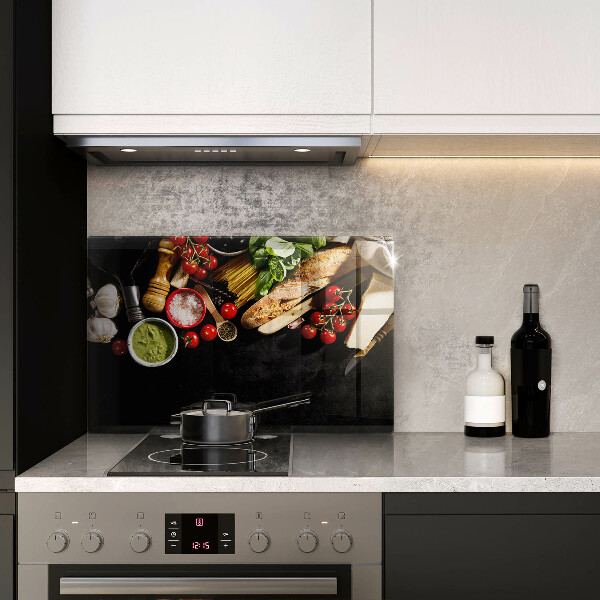 Cutting board Italian ingredients and spices