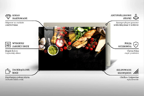 Cutting board Italian ingredients and spices