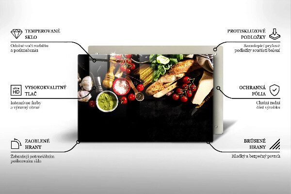 Cutting board Italian ingredients and spices