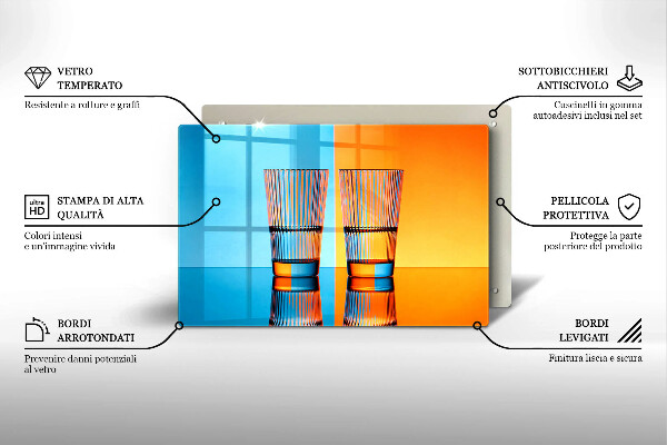 Cutting board Two glasses of water