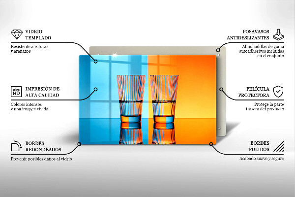 Cutting board Two glasses of water