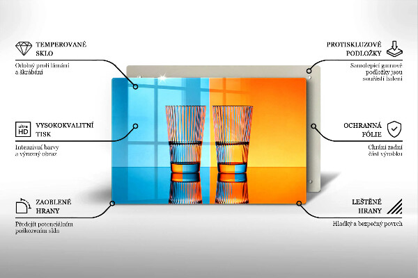 Cutting board Two glasses of water