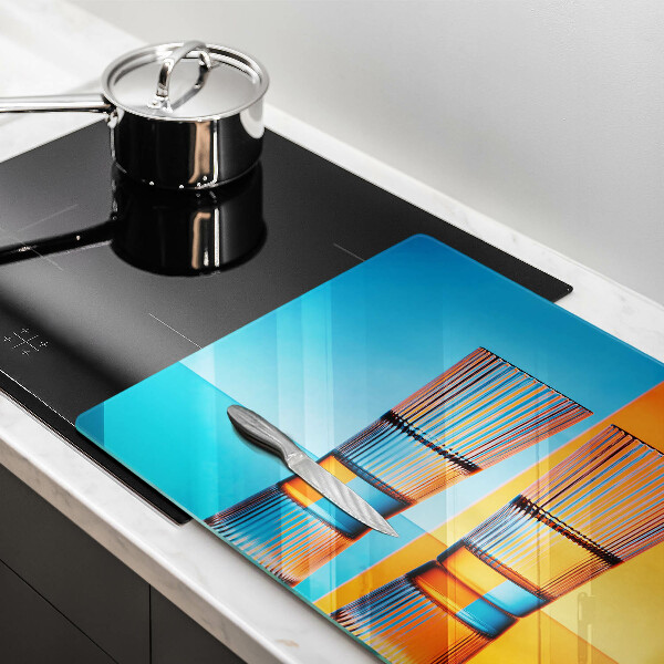 Cutting board Two glasses of water