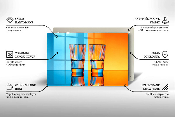 Cutting board Two glasses of water