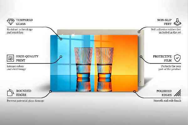 Cutting board Two glasses of water