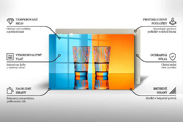 Cutting board Two glasses of water