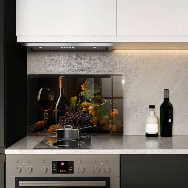 Cutting board A glass of wine and grapes