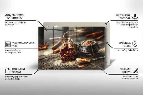 Chopping board glass Vanilla sticks