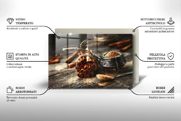 Chopping board glass Vanilla sticks