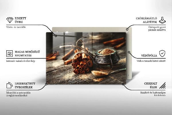 Chopping board glass Vanilla sticks