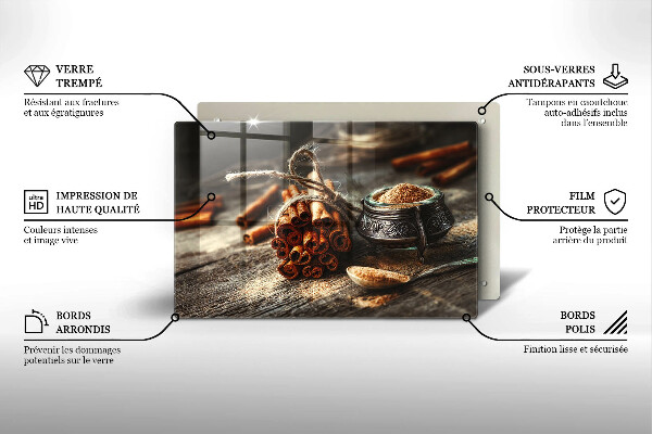 Chopping board glass Vanilla sticks