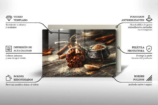 Chopping board glass Vanilla sticks