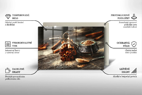 Chopping board glass Vanilla sticks