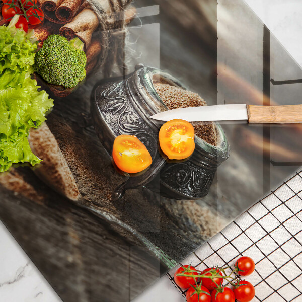 Chopping board glass Vanilla sticks