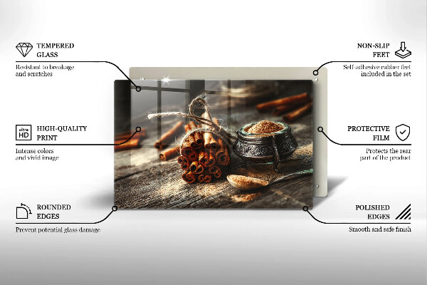 Chopping board glass Vanilla sticks