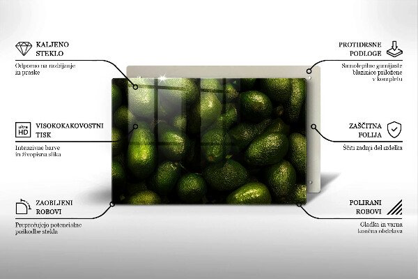 Chopping board glass Avocado fruit