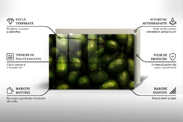 Chopping board glass Avocado fruit