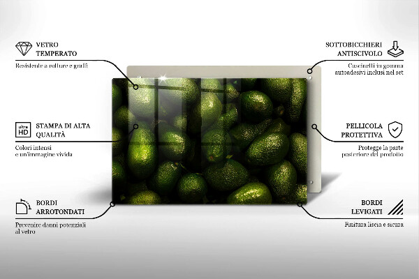 Chopping board glass Avocado fruit