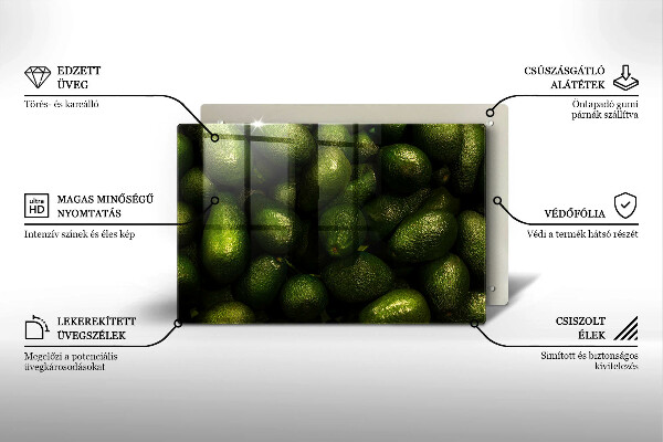 Chopping board glass Avocado fruit