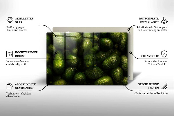 Chopping board glass Avocado fruit