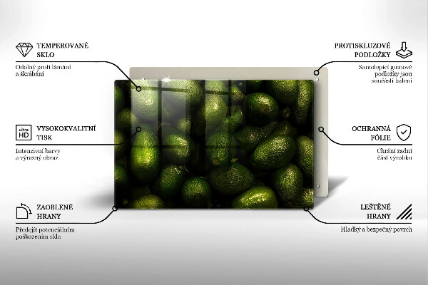 Chopping board glass Avocado fruit