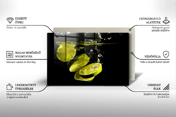 Chopping board glass Lime in water