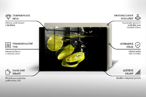 Chopping board glass Lime in water