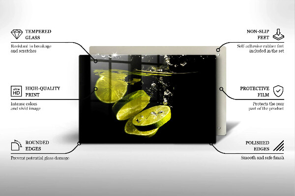 Chopping board glass Lime in water