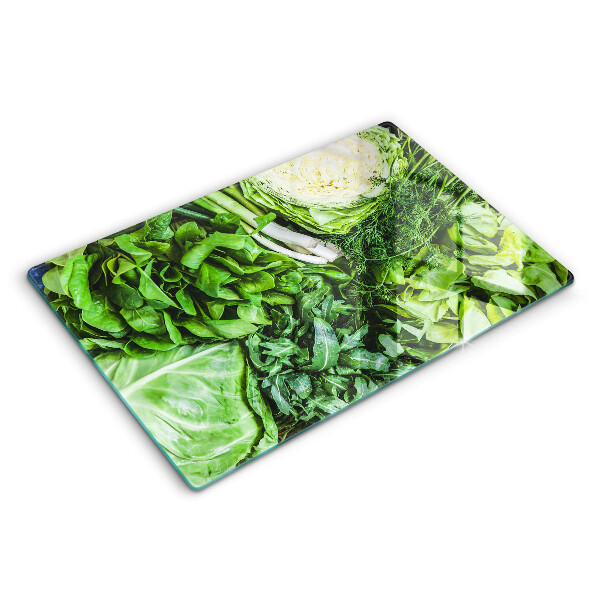 Chopping board glass Green vegetables