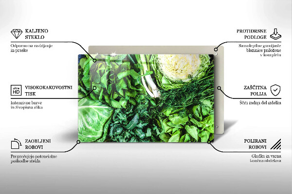 Chopping board glass Green vegetables