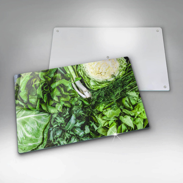 Chopping board glass Green vegetables