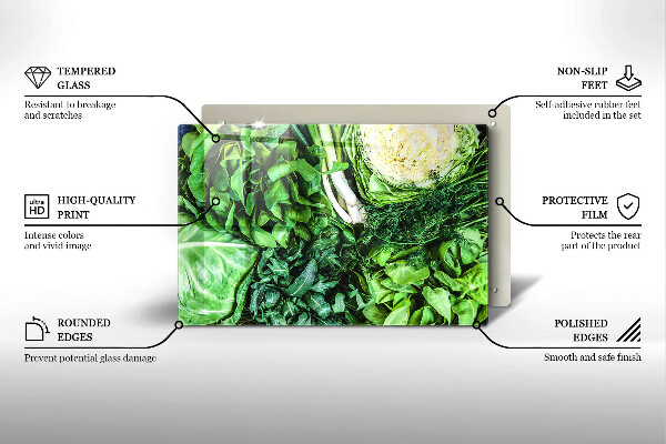 Chopping board glass Green vegetables