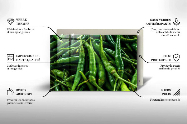 Chopping board glass Pods peas